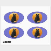 Black Cat Pumpkin Ovale Sticker (Vel)