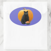 Black Cat Pumpkin Ovale Sticker (Tas)