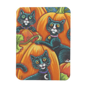 Black Cat Pumpkin Patch Halloween Magnet Holiday Magneet