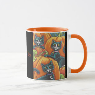 Black Cat Pumpkin Patch Halloween MOK
