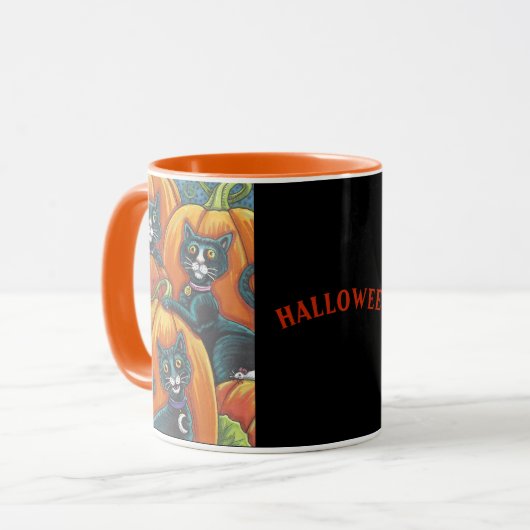 Black Cat Pumpkin Patch Halloween MOK (Voorkant links)