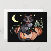 Black Cat Pumpkin Patch Moon Briefkaart (Voorkant / Achterkant)