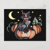 Black Cat Pumpkin Patch Moon Briefkaart (Voorkant)