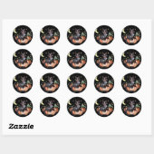 Black Cat Pumpkin Patch Moon Ronde Sticker (Vel)