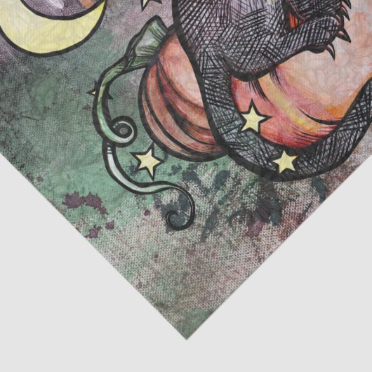 Black Cat Pumpkin Patch Moon Tissuepapier (Detail)