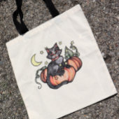 Black Cat Pumpkin Patch Moon Tote Bag