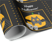 Black Cat Pumpkin Skulls Kinder Halloween Cadeaupapier (Rol Hoek)