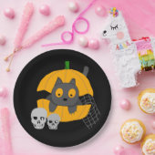 Black Cat Pumpkin Skulls Kinder Halloween Papieren Bordje (Feest)