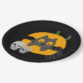 Black Cat Pumpkin Skulls Kinder Halloween Papieren Bordje (Gekanteld)