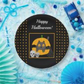 Black Cat Pumpkin Skulls Kinder Halloween Party Papieren Bordje (Feest)