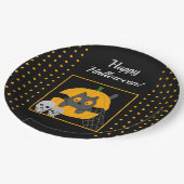 Black Cat Pumpkin Skulls Kinder Halloween Party Papieren Bordje (Gekanteld)