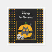 Black Cat Pumpkin Skulls Kinder Halloween Servet (Voorkant)