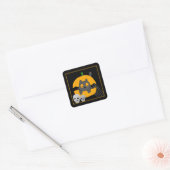 Black Cat Pumpkin Skulls Kinder Halloween Square S Vierkante Sticker (Envelop)