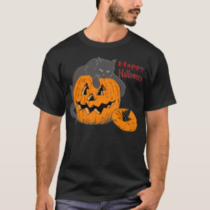 Black Cat Pumpkin T-shirt
