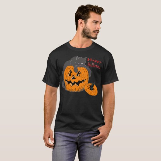 Black Cat Pumpkin T-shirt (Voorkant volledig)