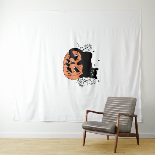 Black Cat Pumpkin Wandkleed (In Situ (horizontaal))