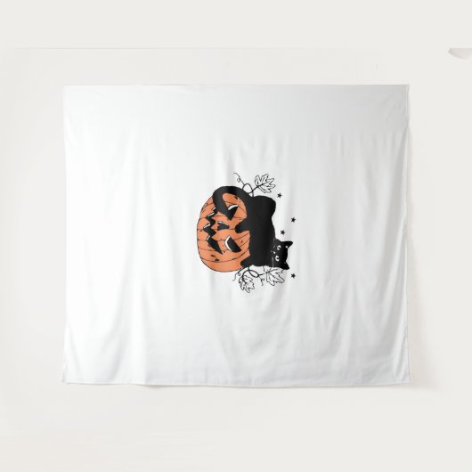 Black Cat Pumpkin Wandkleed (Voorkant (horizontaal))
