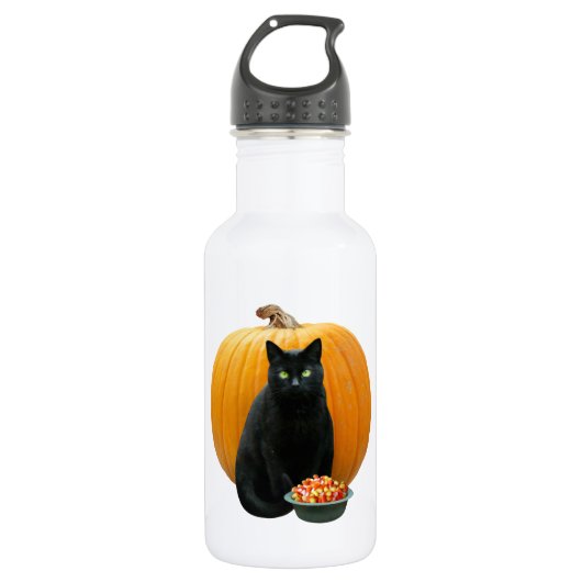 Black Cat Pumpkin Waterfles (Voorkant)
