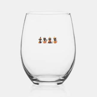 Black Cat Pumpkin Wijnglas Zonder Voet