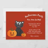 Black Cat Pumpkins Red Sinaasappel Halloween Party Kaart (Voorkant)