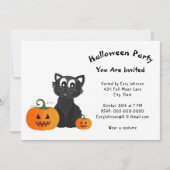 Black Cat Pumpkins White Pattern Halloween Party Kaart (Voorkant)