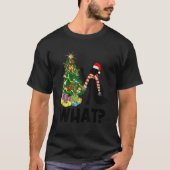 Black Cat Pushing Christmas Tree Over Cat What 1 T-shirt (Voorkant)