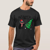 Black Cat Pushing Christmas Tree Over Cat What 4 T-shirt (Voorkant)