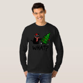 Black Cat Pushing Christmas Tree Over Cat What T-shirt (Voorkant volledig)