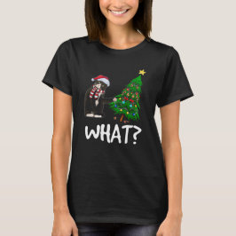 Black Cat Pushing-kerstboom over Cat What T-shirt