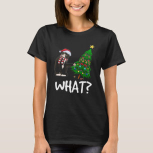 Black Cat Pushing-kerstboom over Cat What T-shirt