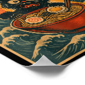 Black Cat Ramen Alien Ufo Funny Japanese Kawaii An Poster (Hoek)