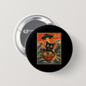 Black Cat Ramen Alien Ufo Funny Japanese Kawaii An Ronde Button 5,7 Cm (Voorkant /achterkant)