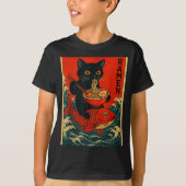 Black Cat Ramen Japanese Graphic Tees For Men Wome (Voorkant)