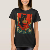 Black Cat Ramen Japanese Graphic Tees For Men Wome (Voorkant)