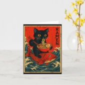 Black Cat Ramen Japanese Graphic Tees For Men Wome Kaart (Gele Bloem)