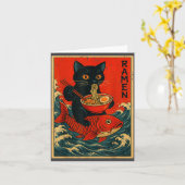 Black Cat Ramen Japanese Graphic Tees For Men Wome Kaart (Gele Bloem)