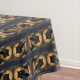 Black Cat Reading A Book Of Solstice Spells Tafelkleed