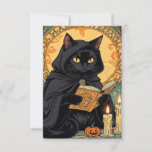 Black Cat Reading The Jack o lantern Journal Kaart (Voorkant)
