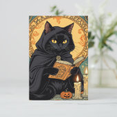 Black Cat Reading The Jack o lantern Journal Kaart (Staand voorkant)
