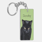 Black Cat Real Photo Persoonlijke naam Sleutelhang Sleutelhanger (Voorkant Links)