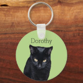 Black Cat Real Photo Persoonlijke naamtoetsen Sleutelhanger (Voorkant)