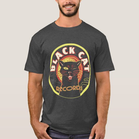 Black Cat Records Bold Label T-shirt – Retro (Unis (Voorkant)