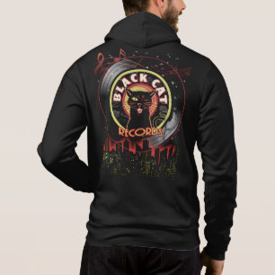 Black Cat Records Hoodie – Retro Vinyl Label Stijl
