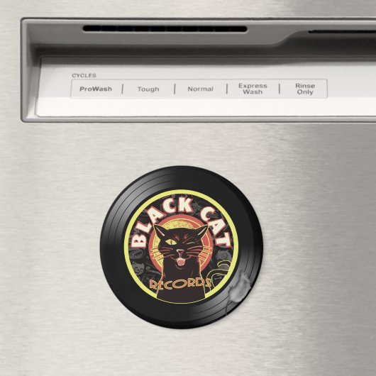 Black Cat Records Magnet – Retro Vinyl Jazz Cat (Insitu (Vaatwasser))