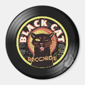 Black Cat Records Magnet – Retro Vinyl Jazz Cat (Voorkant)