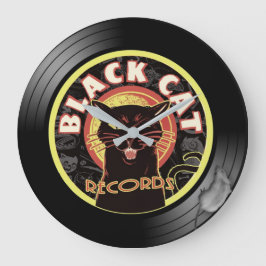 Black Cat Records Muurklok – Retro Vinyl Jazz Grote Klok