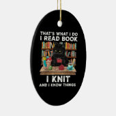 Black Cat Red Book Knit Writter Reader Bookaholic Keramisch Ornament (Rechts)