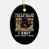Black Cat Red Book Knit Writter Reader Bookaholic Keramisch Ornament (Achterkant)
