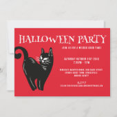 Black Cat Red Halloween Party uitnodiging (Voorkant)
