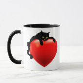 Black Cat Red Heart Valentijn Gypsy Tarot Card Mok (Links)